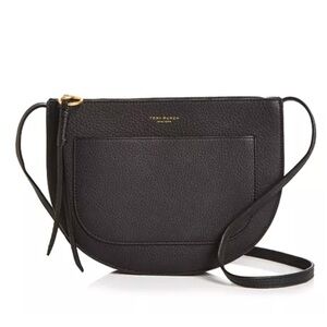 SOLD - Tory Burch Black Leather Piper Saddle crossbody bag